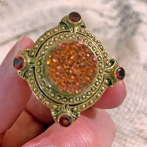 Nicky Butler Sunset Druzy Ring Mid Evil Witchy Whimsigoth Size 6 Bronze Tone